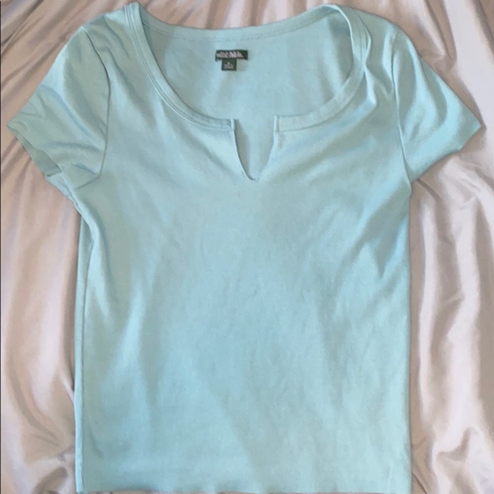 Light blue, size M v neck tee